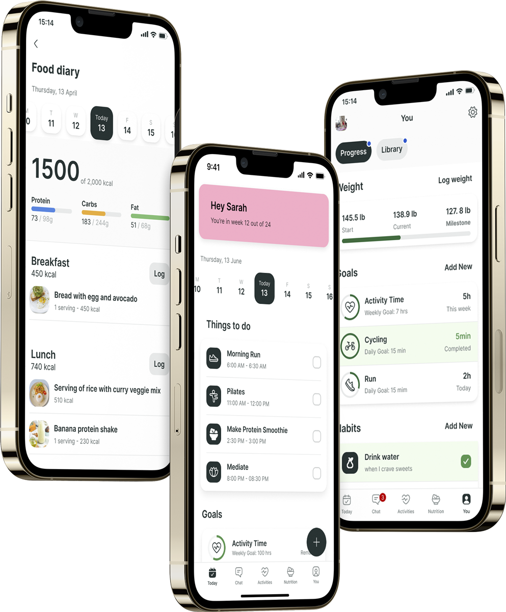 A mockup of the coaching app showcasing the features.